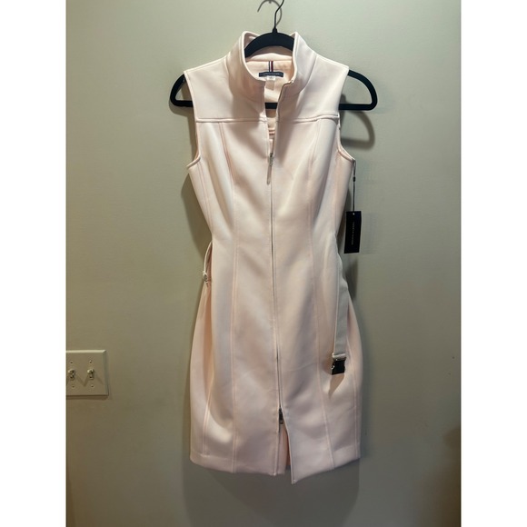 NWT Tommy Hilfiger Women Dress Pink Sleeveless Zip Front Belted Sheath Size 4 - Picture 2 of 9